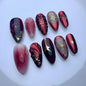 24Pcs Fall Press on Nails Short Square Fake Nails with Plaid Design Matte Khaki Artificial Nails Reusable Acrylic Nail Full Cover for Women and Girls Nail Decorations