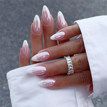 CTTHNBD Press on Nails Almond, Medium, French Tip Fake Nails