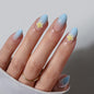 BTArtbox Halloween Press On Nails, French Tip Almond Nails, 32 Pcs Full Kit