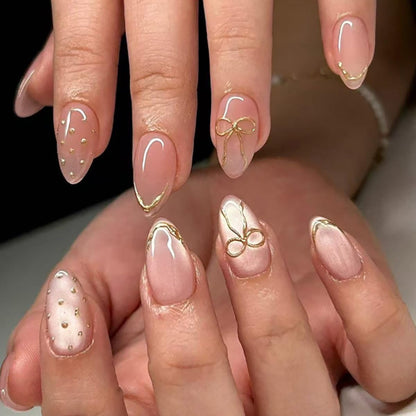 Press on Nails - Short Almond, Cute Polka Dot