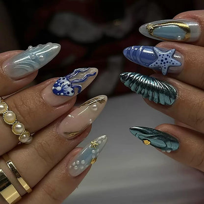 CTTHNBD Press on Nails Almond, Medium, French Tip Fake Nails