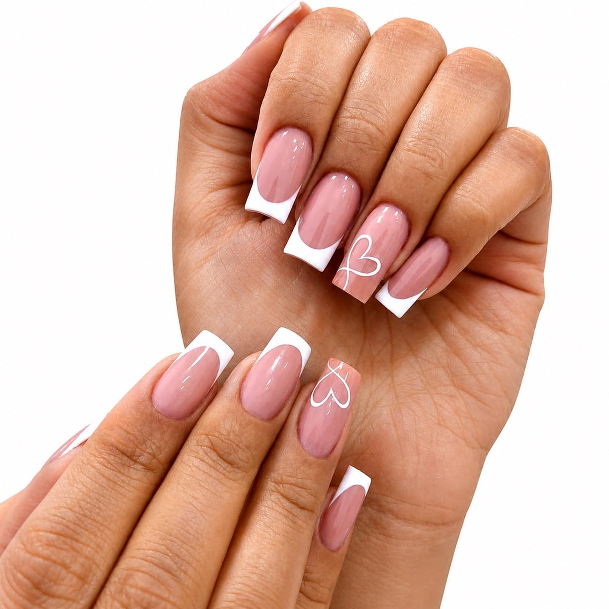 Long Square Press on Nails - Leopard Print French Tip Fake Nails Press ons with 3D Gold Pearl and Red Flower Designs, Glossy Reusable Autumn Winter Stick on False Nails for Women 24PCS
