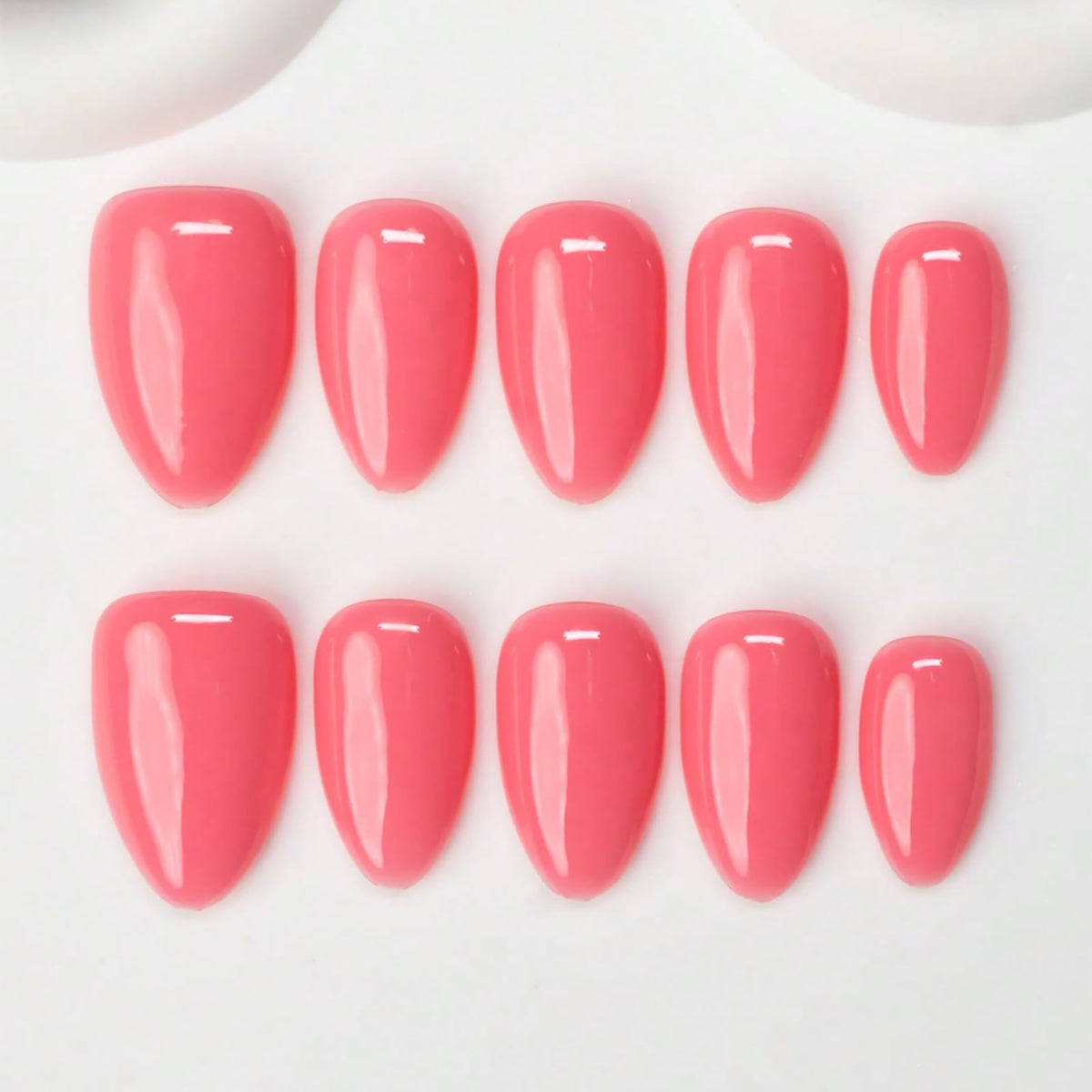 Handmade Press on Nails Short Almond Nude Polka Dot Glossy Reusable Fake Nails, Minimalist Beige Acrylic Press on Nails with White Dot Design for Women Girls 10 PCS(M)
