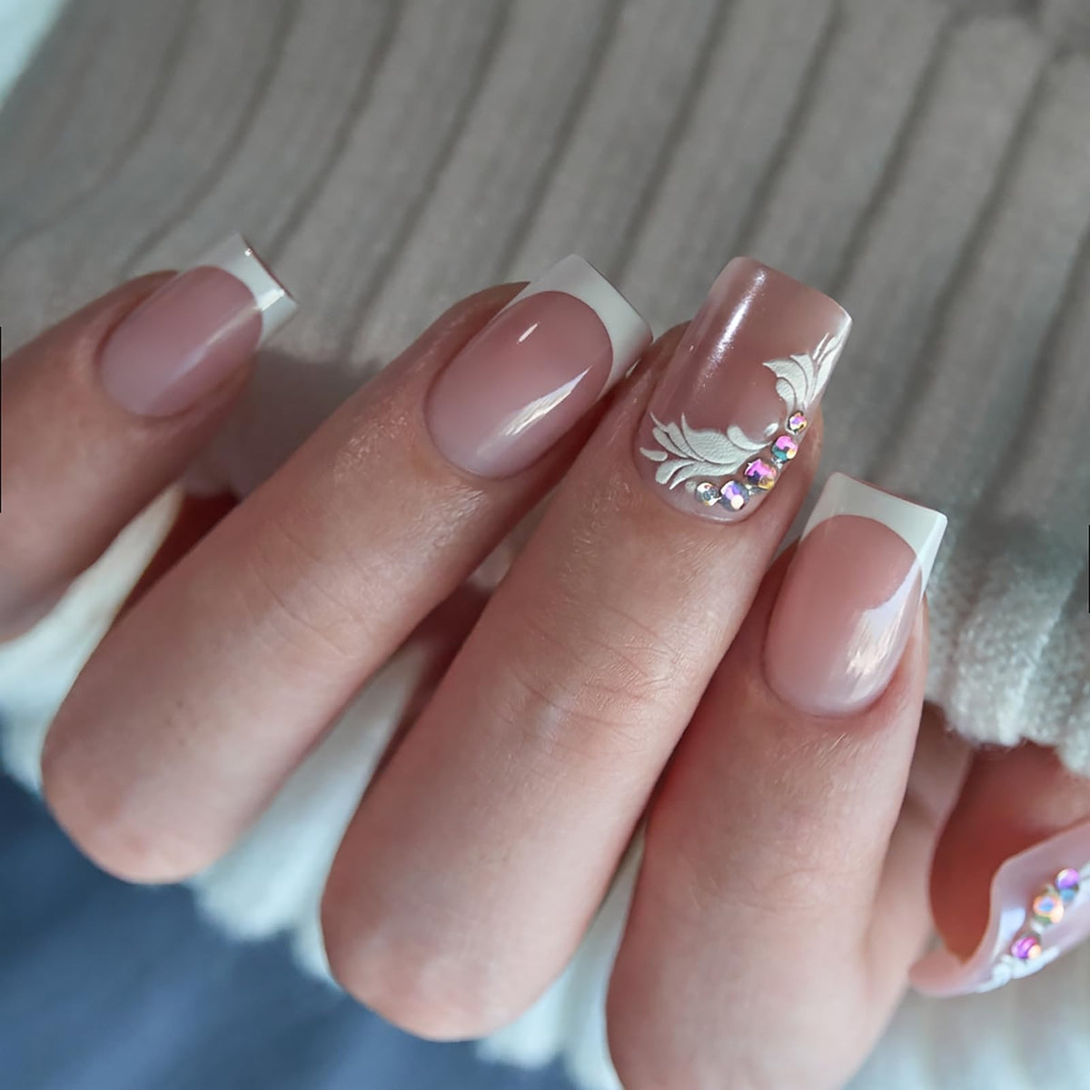 CurvLife Short Square Burgundy Press On Nails, Fall Dark red