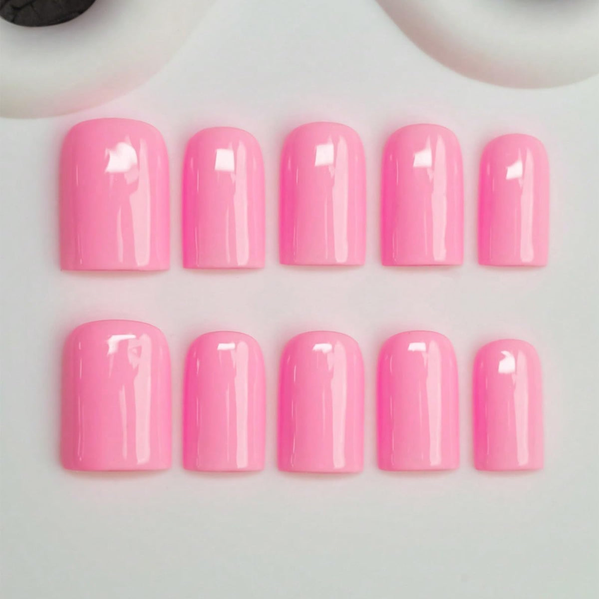 Handmade Press on Nails Short Almond Nude Polka Dot Glossy Reusable Fake Nails, Minimalist Beige Acrylic Press on Nails with White Dot Design for Women Girls 10 PCS(M)