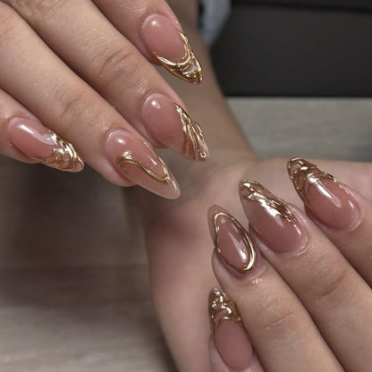 CTTHNBD Press on Nails Almond, Medium, French Tip Fake Nails