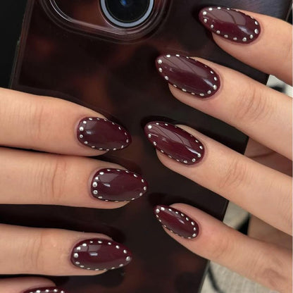 Fall Press on Nails Medium Almond, French Tip & Leopard Print