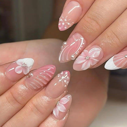 Press on Nails - Short Almond, Cute Polka Dot