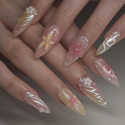 CTTHNBD Press on Nails Almond, Medium, French Tip Fake Nails
