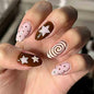 Fall Press on Nails Medium Almond, French Tip & Leopard Print