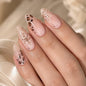 Fall Press on Nails Medium Almond, French Tip & Leopard Print