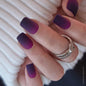 CurvLife Short Square Burgundy Press On Nails, Fall Dark red