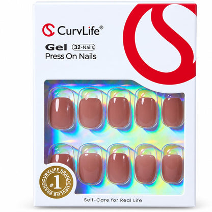 CurvLife Extra Short Oval Press On Nails, Nude Peach Pink, Soft Gel