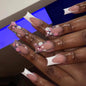 CTTHNBD Press on Nails Square, Medium, Black French Tip Fake Nails