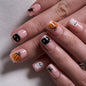 CurvLife Short Square Burgundy Press On Nails, Fall Dark red