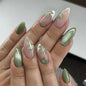 French Tip Press on Nails Short Almond Nude Fake Nails Press on with Polka Dot Design Stripe False Nails Glossy Full Cover Summer Nails for Women 24Pcs