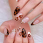 Fall Press on Nails Medium Almond, French Tip & Leopard Print