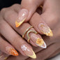 24Pcs Nail Press ons, Medium Press On Nails Almond Nude Pink Fake Nails with Cat's Eye Glossy High-end Design, Acrylic Artificial False Stick On Nails for Women Girls