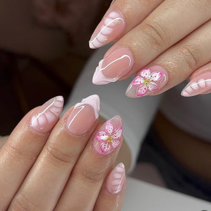 CTTHNBD Press on Nails Almond, Medium, French Tip Fake Nails
