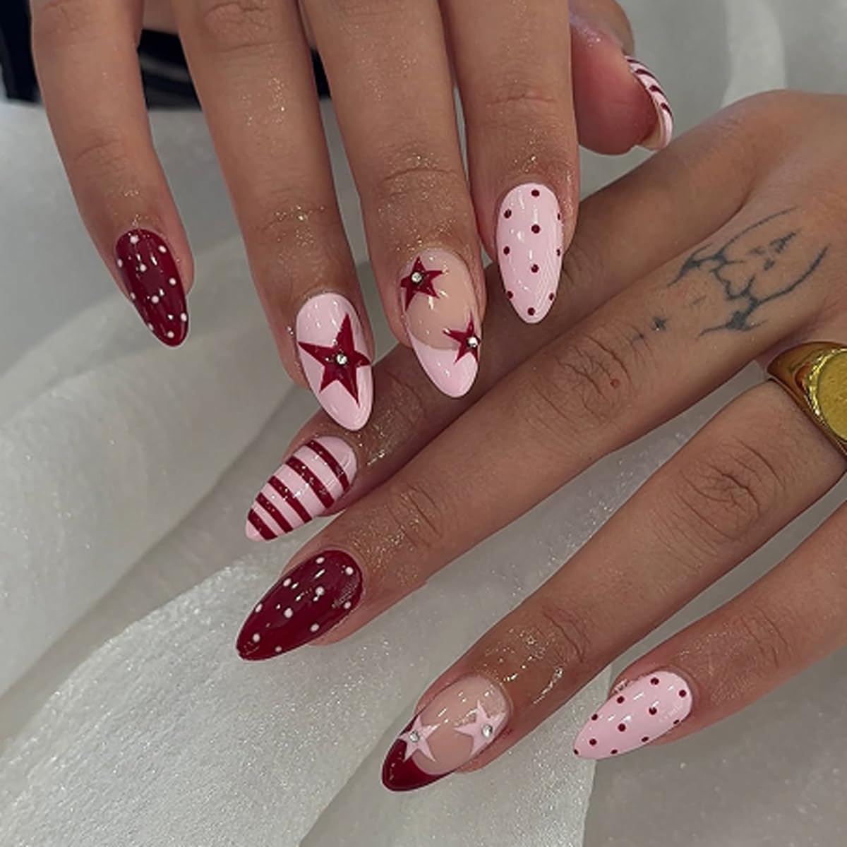 Fall Press on Nails Medium Almond, French Tip & Leopard Print