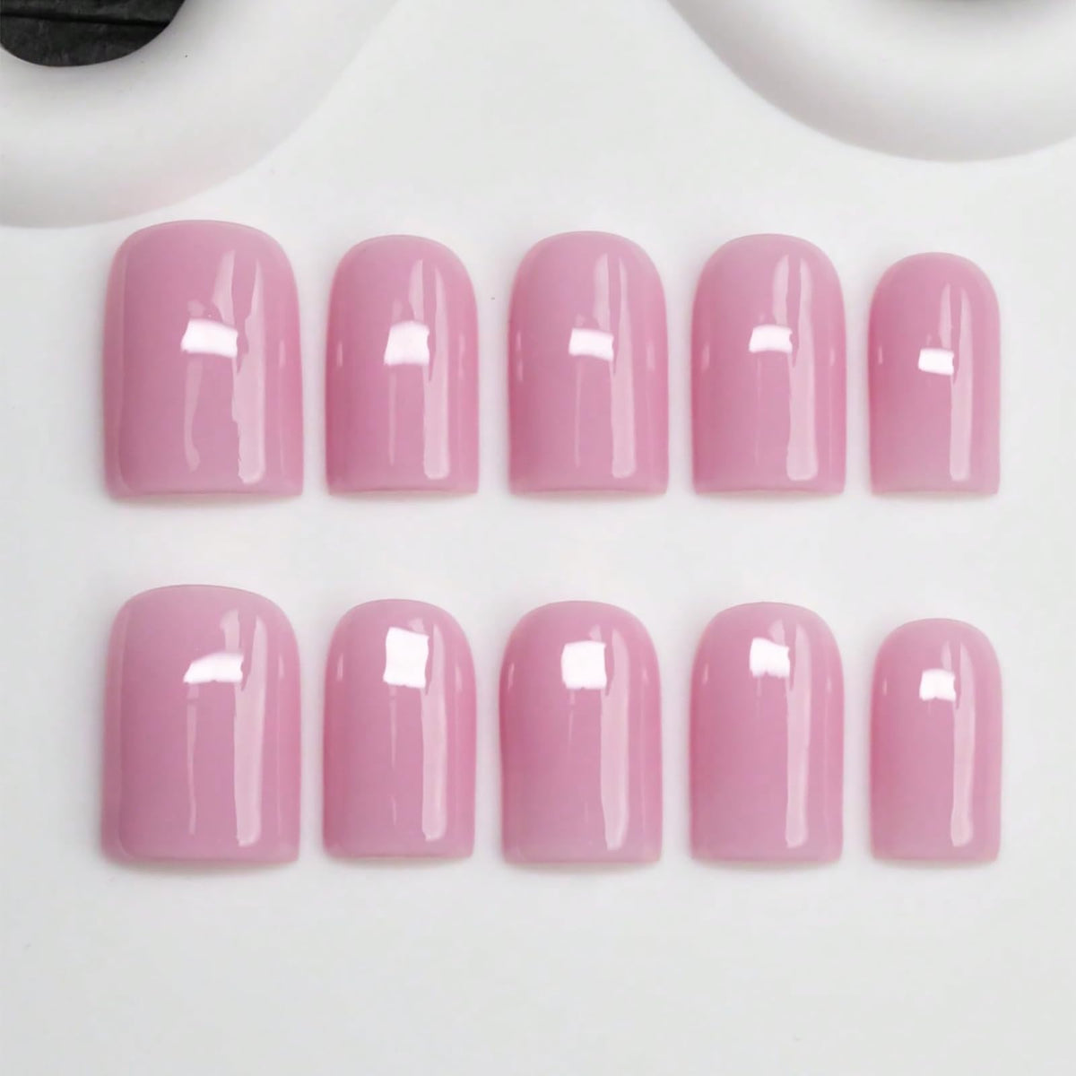 Handmade Press on Nails Short Almond Nude Polka Dot Glossy Reusable Fake Nails, Minimalist Beige Acrylic Press on Nails with White Dot Design for Women Girls 10 PCS(M)