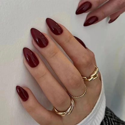 Medium Almond Press on Nails Brown Leopard