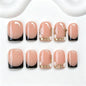 Handmade Press on Nails Short Almond Nude Polka Dot Glossy Reusable Fake Nails, Minimalist Beige Acrylic Press on Nails with White Dot Design for Women Girls 10 PCS(M)
