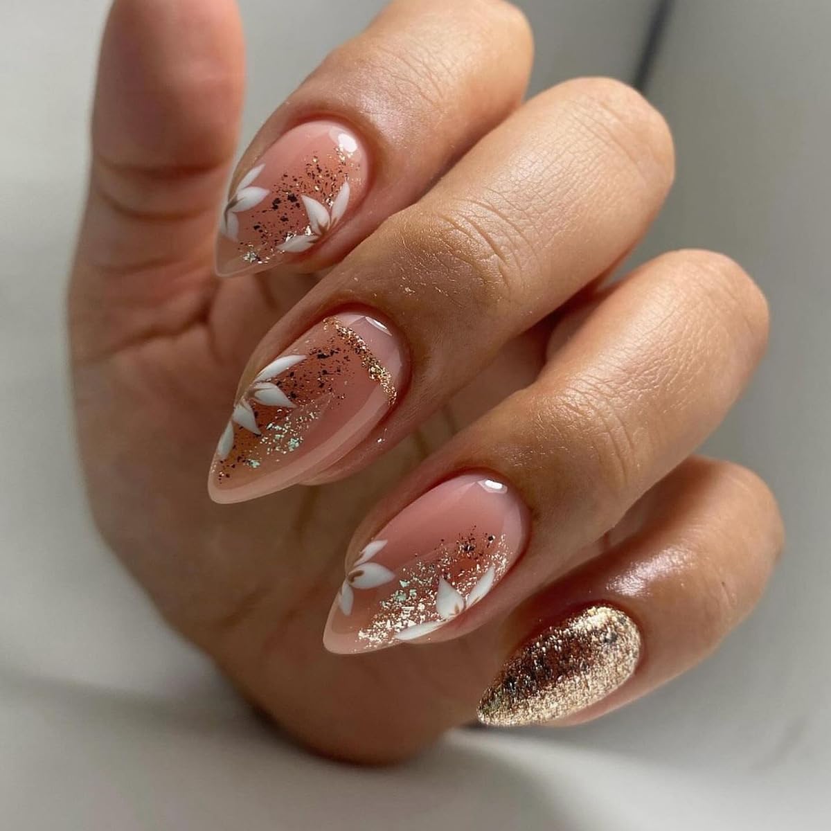 CTTHNBD Press on Nails Almond, Medium, French Tip Fake Nails