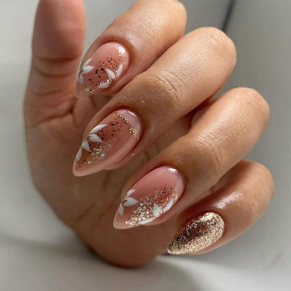 CTTHNBD Press on Nails Almond, Medium, French Tip Fake Nails