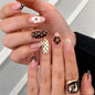 Fall Press on Nails Medium Almond, French Tip & Leopard Print