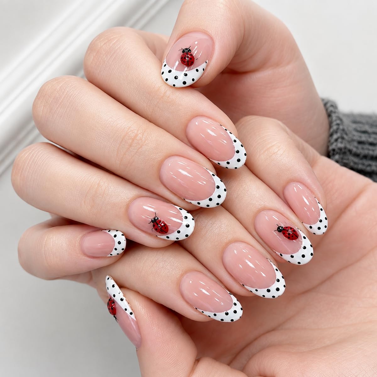 Fall Press on Nails Medium Almond, French Tip & Leopard Print