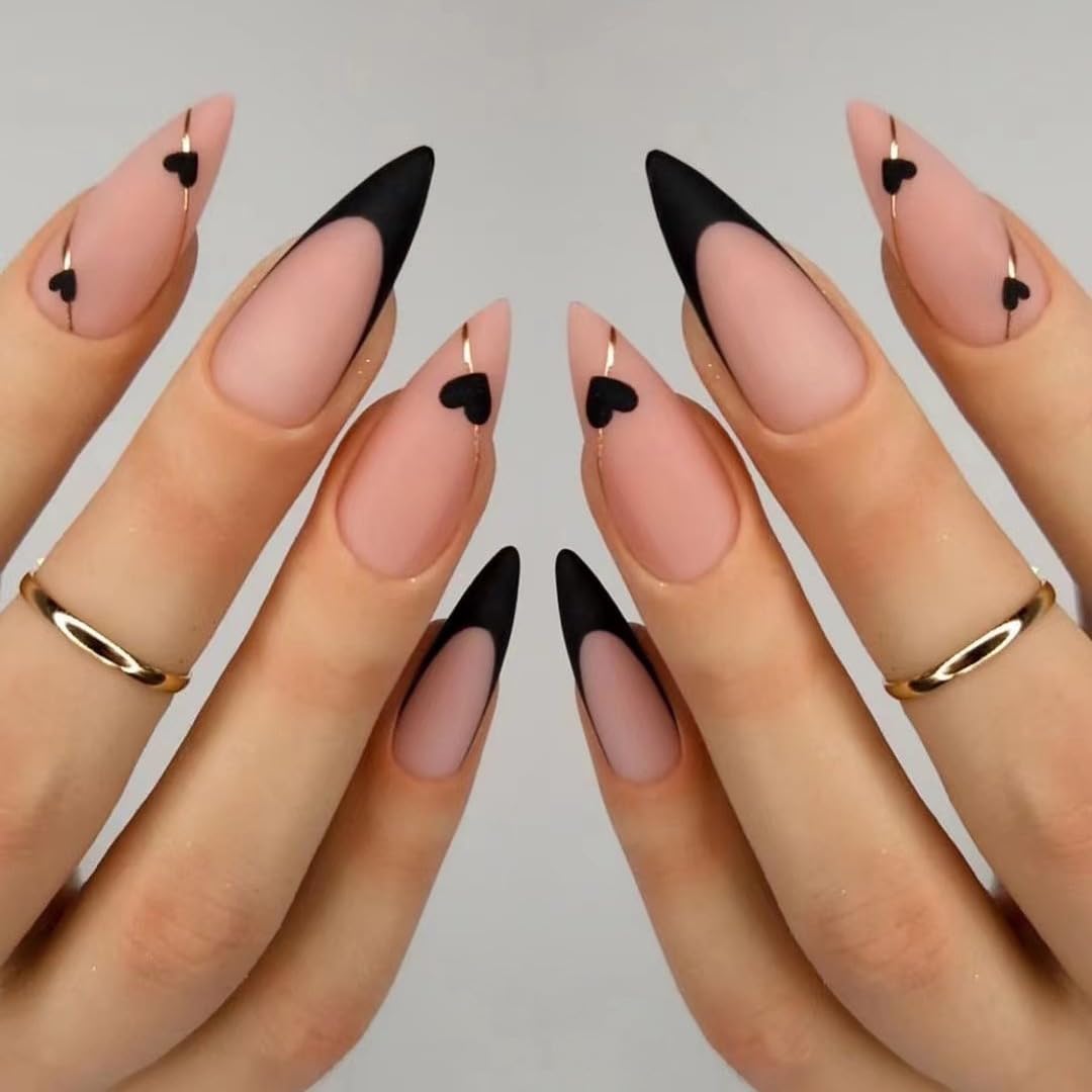 CTTHNBD Press on Nails Almond, Medium, French Tip Fake Nails