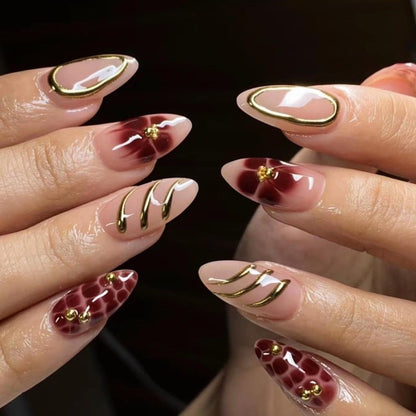 CTTHNBD Press on Nails Almond, Medium, French Tip Fake Nails