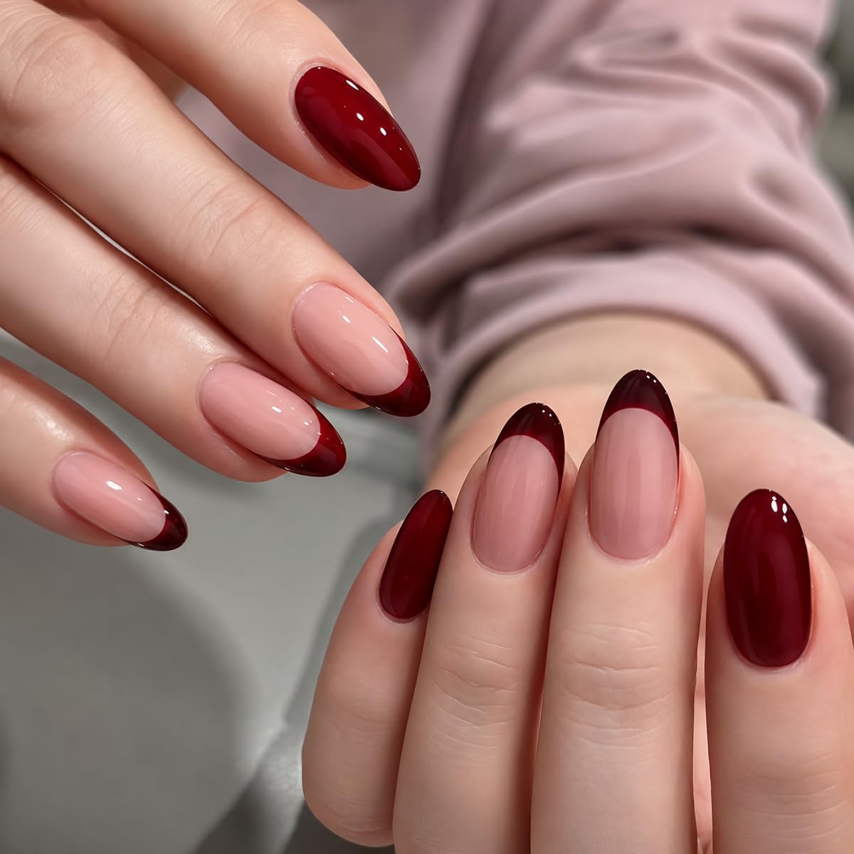 Fall Press on Nails Medium Almond, French Tip & Leopard Print