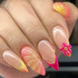 24Pcs Nail Press ons, Medium Press On Nails Almond Nude Pink Fake Nails with Cat's Eye Glossy High-end Design, Acrylic Artificial False Stick On Nails for Women Girls