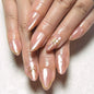 White French Tips Press on Nails, Irregular Gold 3D Lines with Flower & Pearl Design, Reusable Salon Quality Acrylic False Nails for Women, Glue On Nails with Adhesive Tabs for Daily Wear