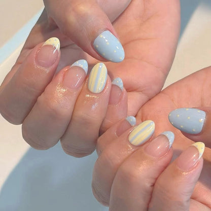 Press on Nails - Short Almond, Cute Polka Dot