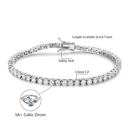 GEMSME Unisex Cubic Zirconia Brass Round Cut Waterproof Tennis Bracelet - Casual Jewelry for Women, Hiphop Chain Accessory, Anniversary/Birthday/Daily Gift for Him, High-Quality Sohochic Piece