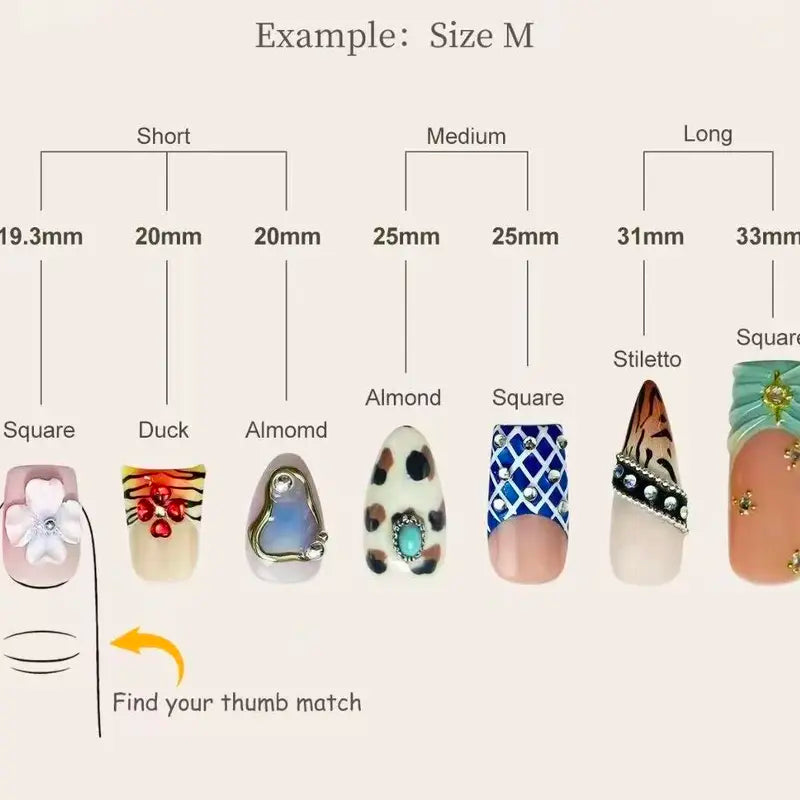 20sets handmade press-on nails selectable size and length random style--jojo