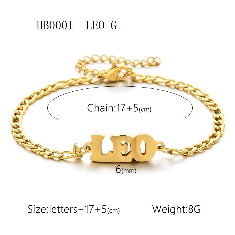 Women's 3:1 Fergal Constellation Bracelets for Women - Hypoallergenic Tarnish Proof Stainless Steel, Waterproof, English Letter Accents, Golden & Silvery Metal Chain Link, Zodiac Signs Female All Seasons Daily Wear Costume Jewelry