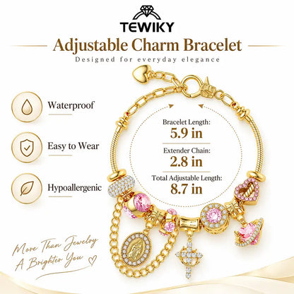 Tewiky Aurora Snake Chain Bracelet for Women, Dainty Two-Tone Gold & Silver Detachable Multi-Charm Bracelet, Customizable DIY Mix and Match Stackable Wrist Jewelry, Trendy Daily Accessory, Perfect Gift for Mother's Day & Summer Occasions tiktokshopbacktos