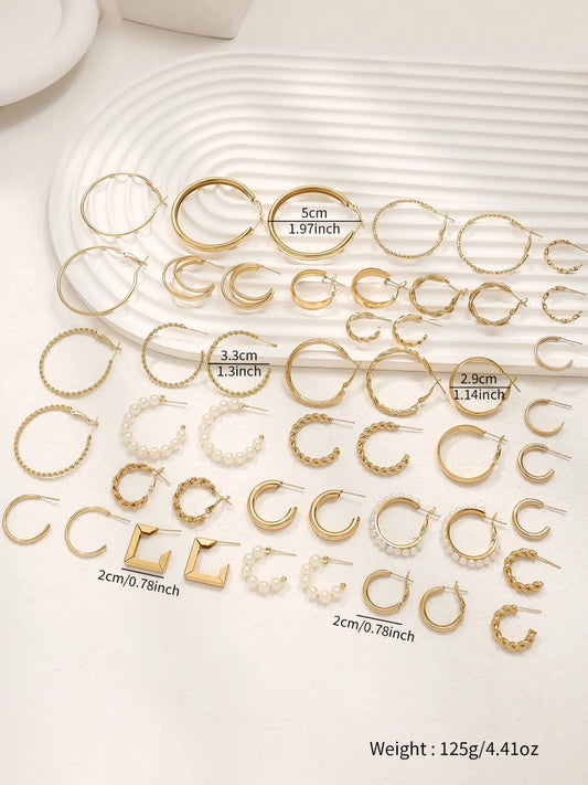 48pcs Hoop Earrings Set, Earring Stacks, Hoop Shape Earrings, Stackable, Elegant Design, Perfect Gift for All Occasions, Birthday, Anniversary, Daily Wear
