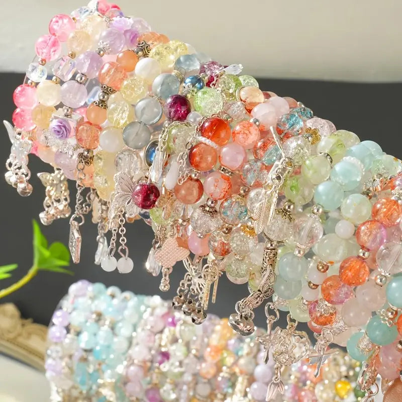 Women's Exquisite Trendy Fashionable Layered Bracelet Set - 15/35/75-Piece Colorful Glass Beads Bracelet Stacks, Boho Stackable Costume Jewelry Gift for Birthdays, Exquisite Trendy Bracelet