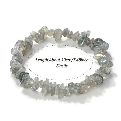1pc Men' & Women' White Pebble Bracelet with Elastic Cord & Transparent Stones - Suitable for Beach Vacation, Casual Attire, Gift for Valentine' Day, Mother' Day, Graduation - Year-Round Minimalist Bangle