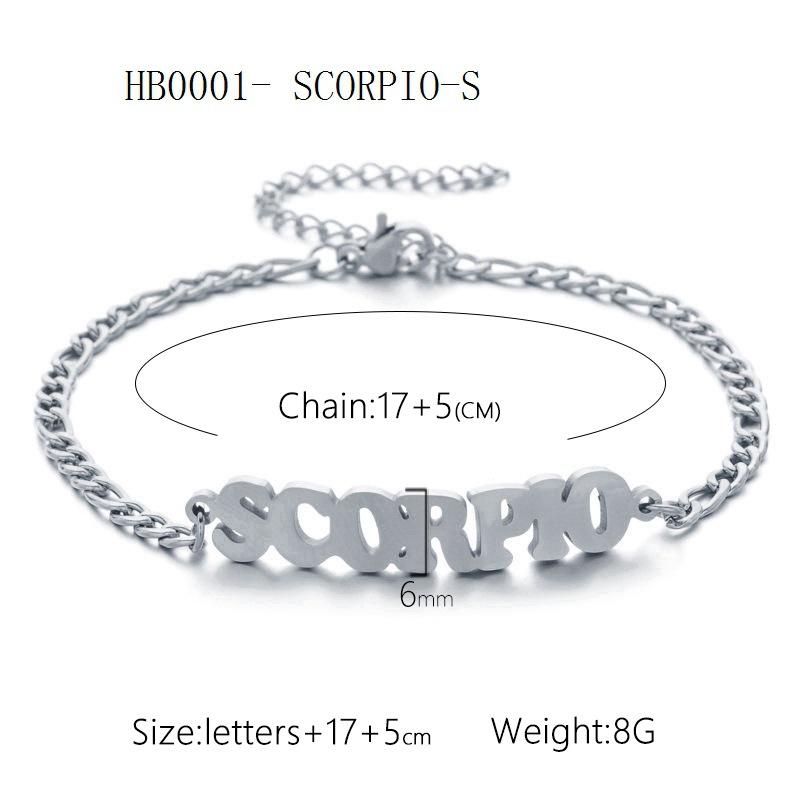 Women's 3:1 Fergal Constellation Bracelets for Women - Hypoallergenic Tarnish Proof Stainless Steel, Waterproof, English Letter Accents, Golden & Silvery Metal Chain Link, Zodiac Signs Female All Seasons Daily Wear Costume Jewelry