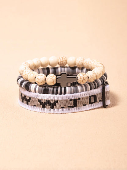 Wwjd Beaded Bracelet With Cross Charm, Exquisite Religious Jewelry Gift For Birthday, Cross Bracelets