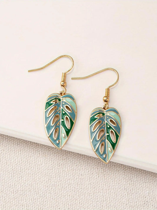 Leaf Design Dangle Earrings, Dangling Earrings, Statement Earrings, Unique Design Earrings, Hollow Out Alloy Drop Earrings for Women, Casual Jewelry for Party, Daily Clothing Decor, Exquisite Jewelry Gift, for Birthday Gift
