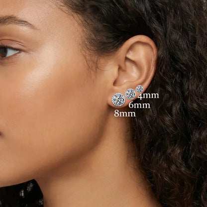 Round Magnetic Stud Earrings for Men Women, No Piercing Needed, Iced Out CZ Diamond Stud Earrings, Silver Tone/ Gold Plated Magnetic Earrings, Non Pierced Hip Hop Studs Gift Sparkling Ear Jewelry