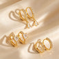 Women's 3-Pair Huggie Hoop Earrings Multipack - Paved Inlaid Accents, Metal Coating, Mixed Teardrop & Square Dangles, Stacking Fit, Casual Trendy Jewelry, Fashion Chic Accessories for Daily & Party Use, Ideal Gift