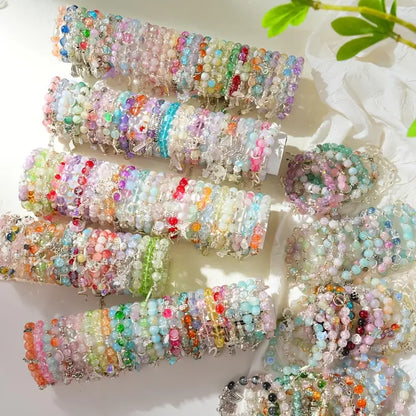 Women's Exquisite Trendy Fashionable Layered Bracelet Set - 15/35/75-Piece Colorful Glass Beads Bracelet Stacks, Boho Stackable Costume Jewelry Gift for Birthdays, Exquisite Trendy Bracelet